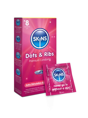 Skins (UK) Condoms Dots & Ribs 8 Pack
